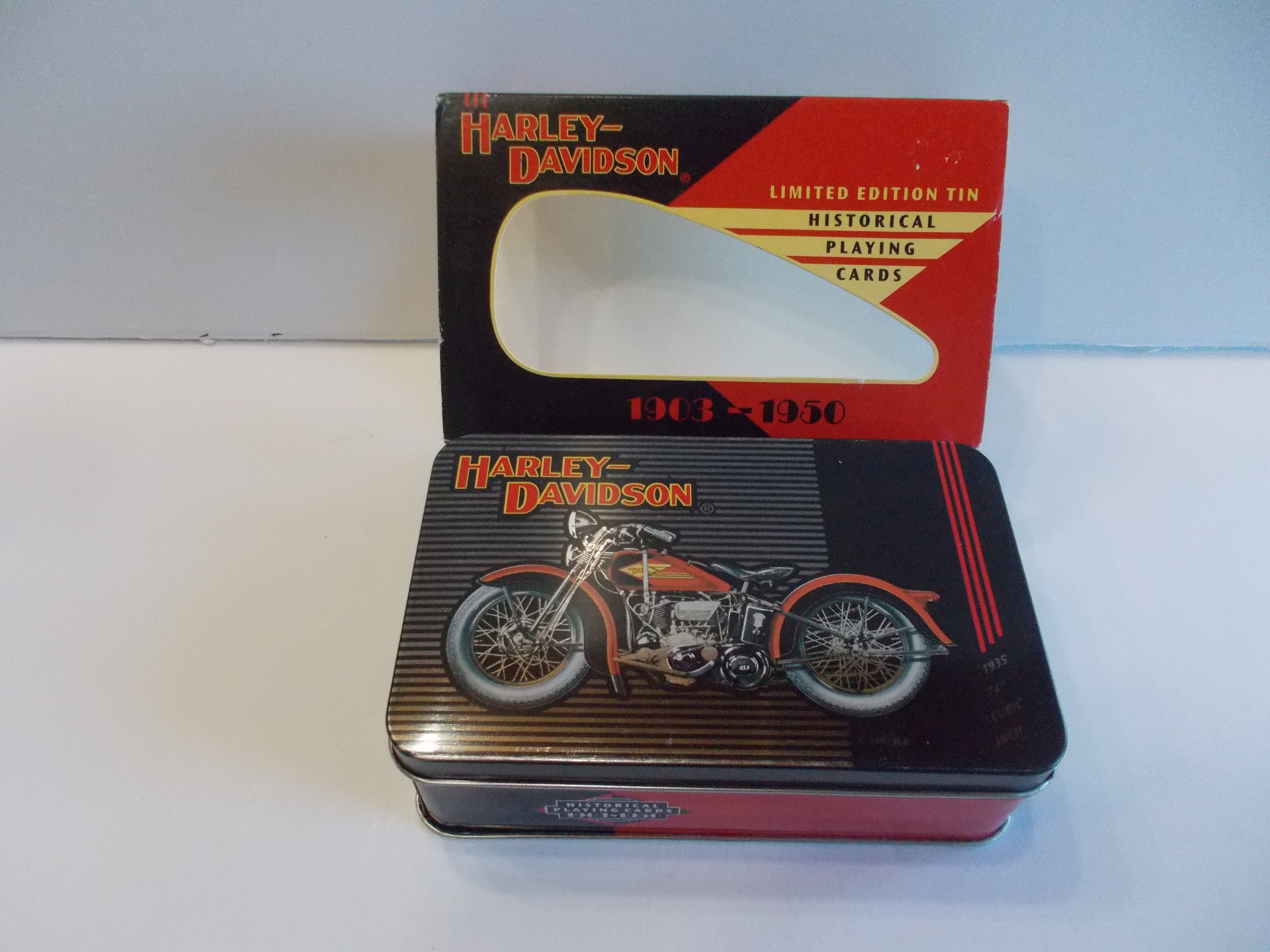 HARLEY DAVIDSON~Historical~Playing~Cards~2 Decks~Collector  Tin~Sealed~Cards~1997~Gift~USA~Trucker~Harley~Retired~Limited~Numbered~Tin