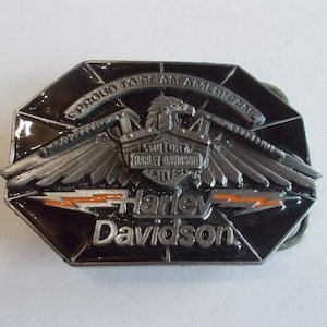 Biker~Belt Buckle~Biker~Accessory~Motorcycle Belt Buckle~Jewelry~Pewter~1990~Siskiyou~&quot;Proud To Be An American&quot;~Collectable~Never Used~USA