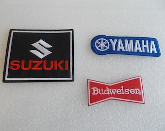 Motorcycle~Patches~Embroidered~Suzuki~Yamaha~Budweiser~Beer~Biker~Accessory~Badge~Jacket~Vest~Patch~Your Choice~Gift
