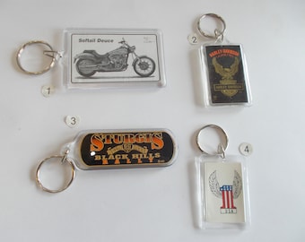 Vintage~Biker~Keychain~Keyring~Softail Deuce~Evil Knievel~Sturgis~Motorcycle~Accessory~Biker~Jewelry~Gift~Your Choice~Key Chain~Key Ring~08