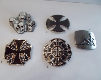 Large~Biker~Belt Buckle~Motorcycle~Accessory~Old Stock~Iron Cross~Skulls~etc.~YOUR CHOICE