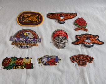 Vintage~Biker~Motorcycle~Patch~Jacket~Vest~Patch~Badge~Sturgis~Myrtle Beach~etc.~1997-2003~Your Choice~Embroidered~Biker~Accessory~~~~012