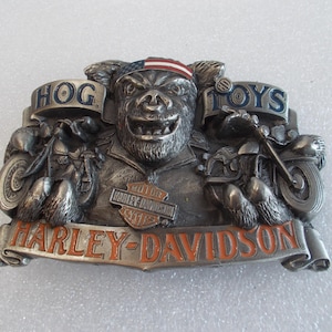 Biker~Belt Buckle~Biker~Accessory~Motorcycle Belt Buckle~Jewelry~Harley Davidson~1991~Baron~Pewter~&quot;Hog Toys&quot;~Never Used~Collectable~USA