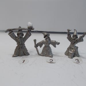 Fantasy~Pewter~Figurines~90s~Collectable~Wizard~Magician~Crystal Ball~Signed~Your Choice~N