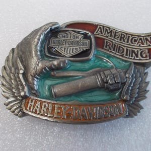 Rare~Harley Davidson~Belt Buckle~Biker~Motorcycle~Accessory~Jewelry~Pewter~1992~Baron~Never Used~USA~Collectable