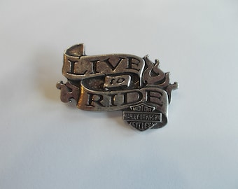Biker~Pin~Pewter~Motorcycle~Badge~Live To Ride~Pin~Never Used~Biker Accessory~Jewelry~Collectable~Biker Gift~USA