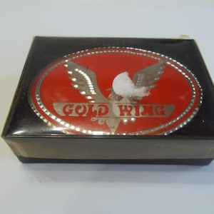 Honda~Motorcycle~Goldwing~Belt Buckle~Original Box~Diamond Cut~Never Used~Biker~Honda~Accessory~Jewelry~Collectable~90&#39;s~USA~Gift