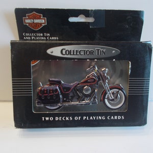 HARLEY DAVIDSON~1998~Playing~Cards~2 Decks~Collector Tin~Cards~Gambler~Gift~USA~Trucker~Harley~Retired~Tin