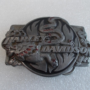 Biker~Belt Buckle~Biker~Accessory~Motorcycle Belt Buckle~Jewelry~Harley Davidson~Dragon~1988~Siskiyou~Pewter~Collectable~Super Cool~USA