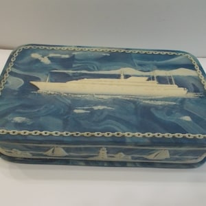 INCOLAY~Box~Casket~Nautical~Ship~Donald Trump~Trump Princess~Ship~Vanity Box~12 1/2&quot; x 7 1/2&quot;~Fathers~Mans~Trump Gift~Jewelry~Desk~Box~Valet