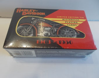 harley davidson limited edition tin historical playing cards Harley Davidson Collector's Cards