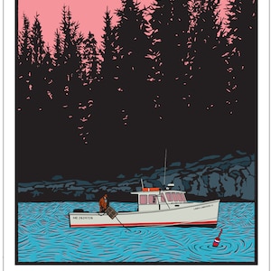 Maine Lobster Boat Art Poster