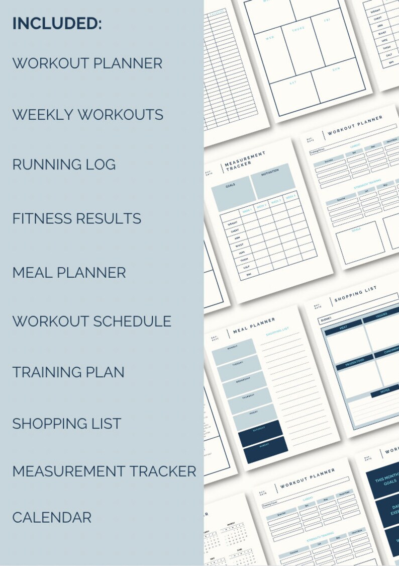 Fitness Journal Printable | Meal Planner | Marathon Training | Running ...