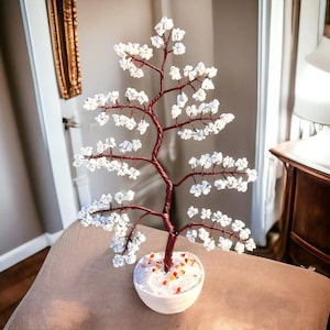 Large White Howlite Copper Wire Bonsai Gemstone Tree - Natural Crystal Tree - Tree Of Life - Wire Sculpture