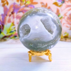 60 MM Moss Agate Sphere | Druzy sphere | Green Moss stone| Crystal ball | gifts for her.