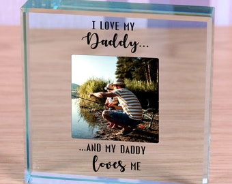 I Love my Daddy, Photo Glass paperweight keepsake personalised gift Father's day, or ANY Occasion