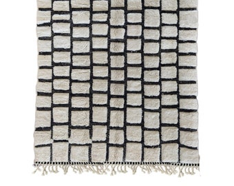 Berber Chic Living Room Rug, Unique Abstract Design, Artisan Crafted - 6.8x9.4ft-handmade rug-wool rug-soft natural wool