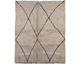 Berber Chic Living Room Rug, Unique Abstract Design, Artisan Crafted -5.1x8.3ft ,Beni Ourain rug, handmade rug, berber rug, natural wool rug