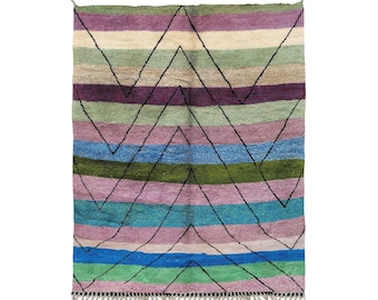 colorful rug-handmade rug-area rug-6.9x10.9 ft-natural wool rug-bent Mrirt rug-berber rug-soft wool rug-area rug