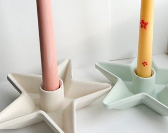 Star Shaped Candle Stick Holder | Handmade | Custom Colour | Celestial Aesthetic | Taper & Dinner Candle | Christmas Table Home Decor