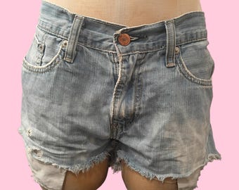 Vintage Levis 514 Distressed Denim Cutoff Shorts | Schmaler gerader Fransensaum (Größe 31)