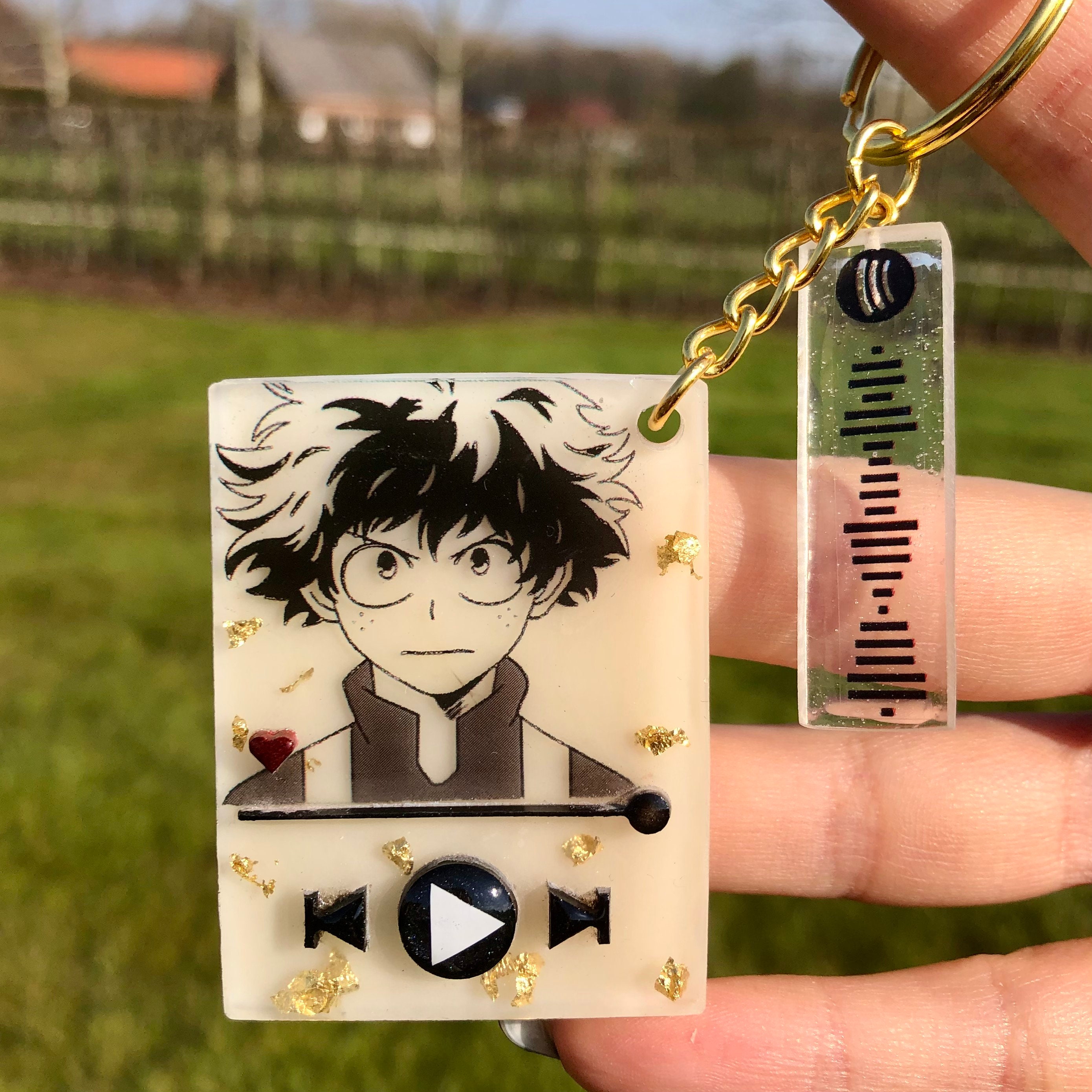hero anime music keychain