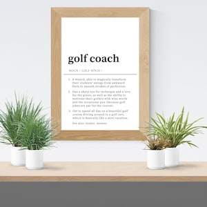 Decoração de parede com definição de presente para treinador de golfe engraçado, agradecimento do treinador, agradecimento do treinador, presentes de aniversário, download digital de arte de parede para impressão