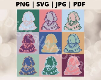 Shakespeare SVG , Poeta Svg, Literatura png, Literario Svg, Bookish Bookworm, Book Lover Writer JPG