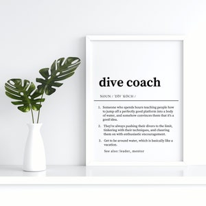 Funny Dive Coach Gift Definition Wall Decor, Coach Appreciation, Coach Thank You , Birthday Gifts, Printable Wall Art Digital Download