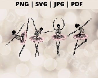 Ballerina Dancing Skeleton Svg, Ballet Png Halloween Skeletons Dance, Halloween Ballet Skeleton Jpg, Svg for Cricut