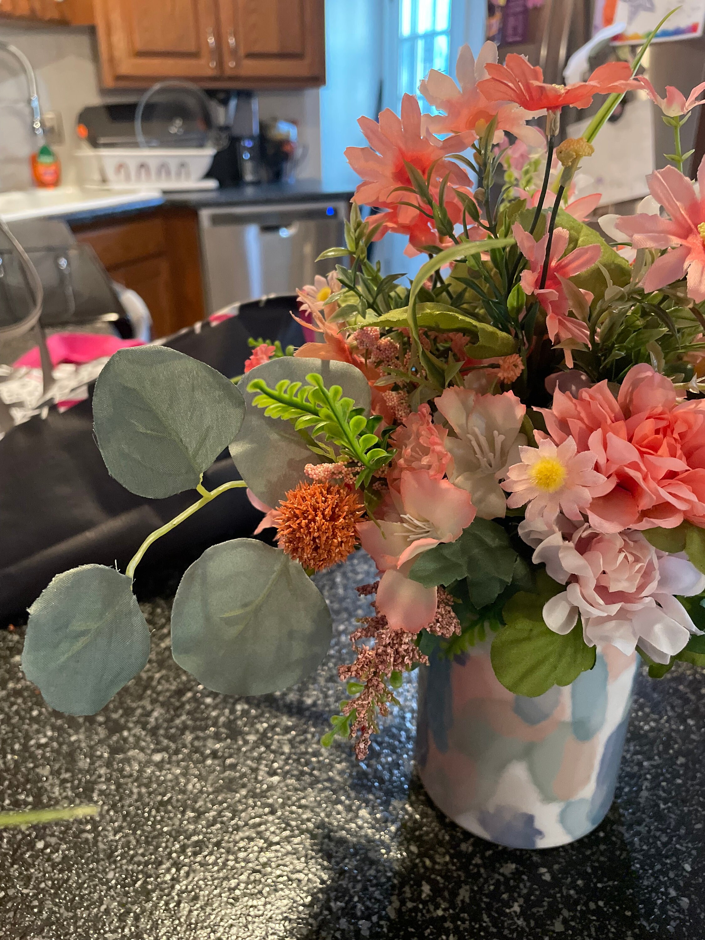 Spring/summer Floral Arrangement Spring Peach & Coral Flowers Home ...