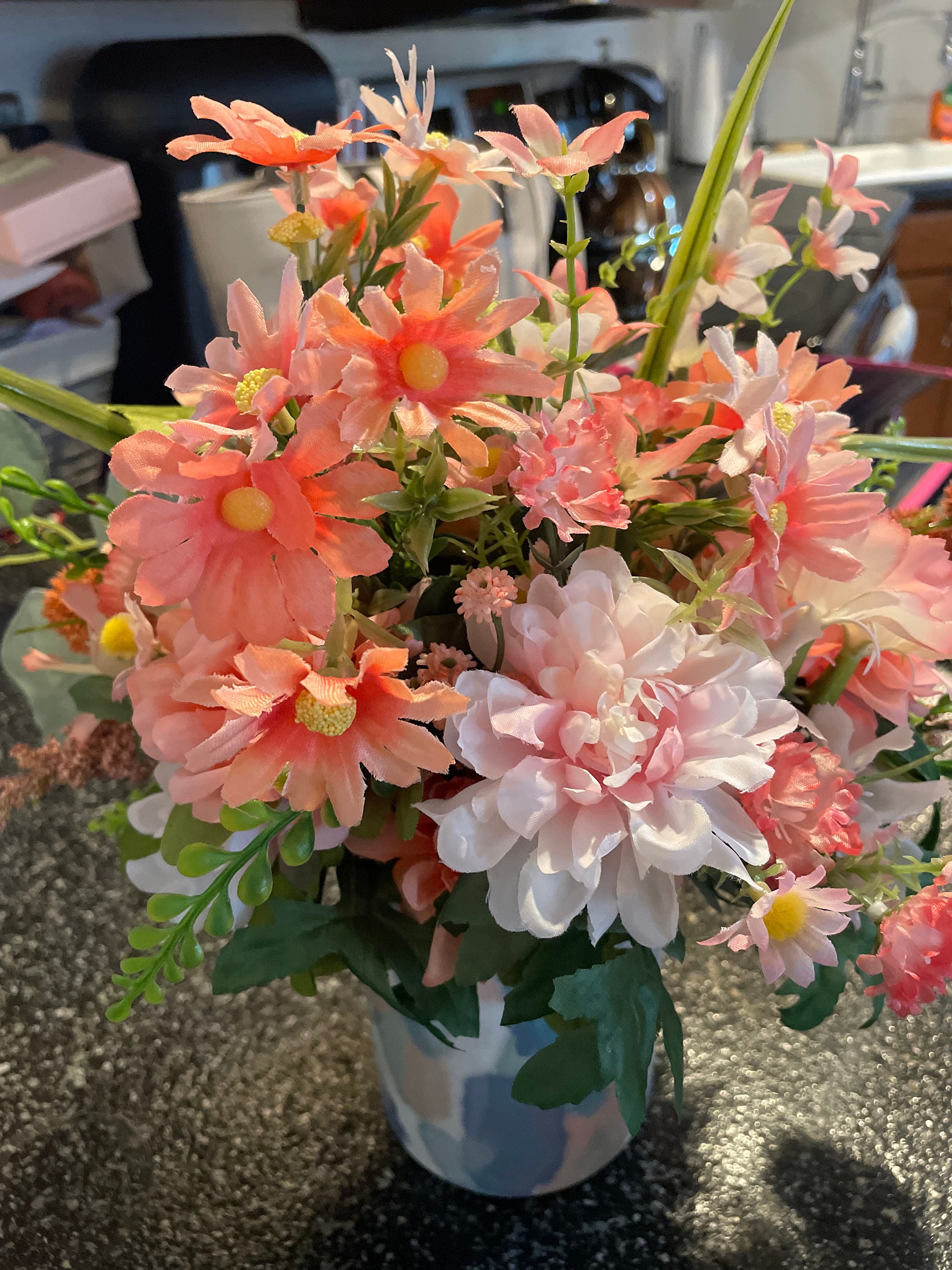 Spring/summer Floral Arrangement Spring Peach & Coral Flowers Home ...