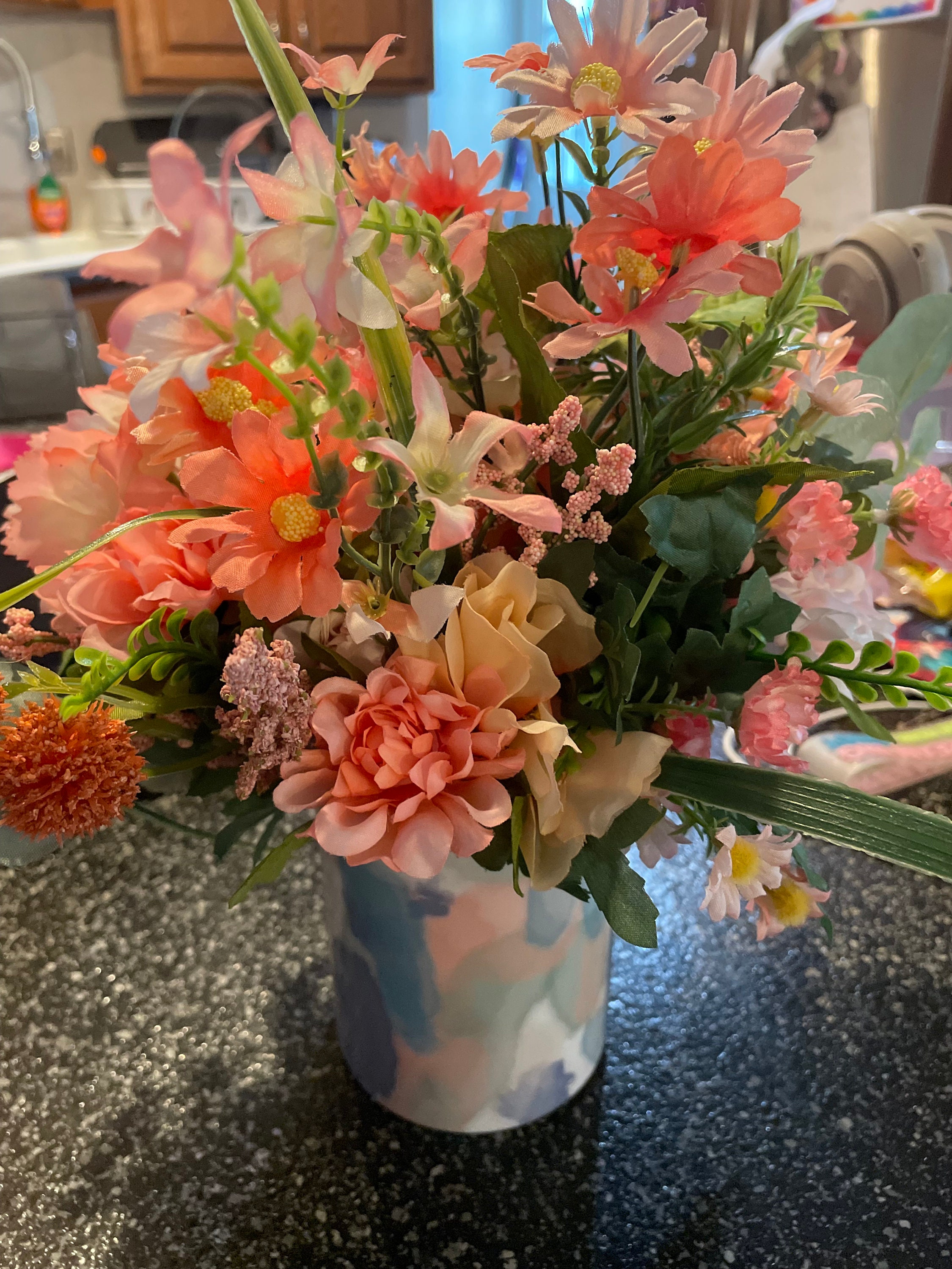 Spring/summer Floral Arrangement Spring Peach & Coral Flowers Home
