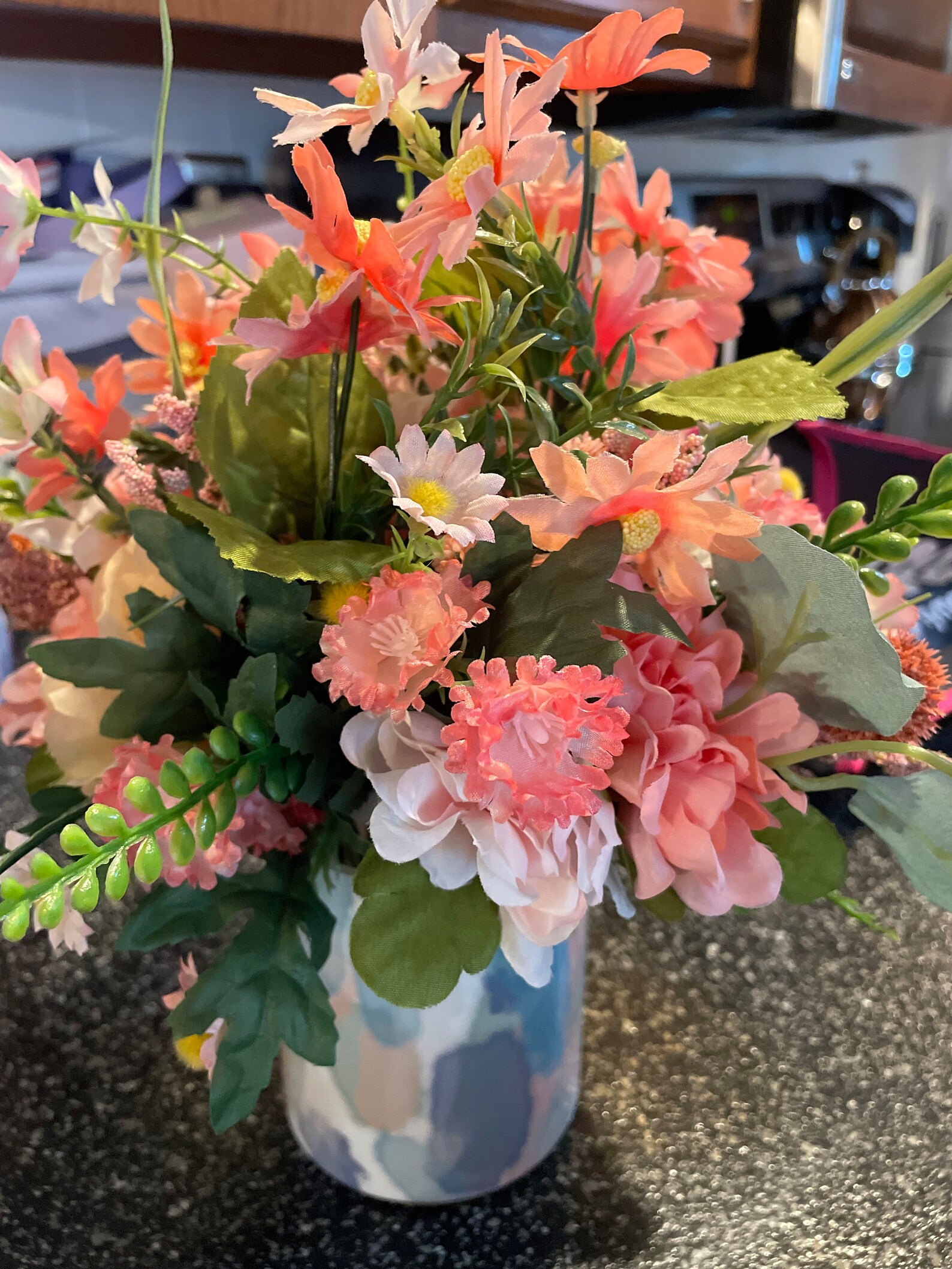 Spring/summer Floral Arrangement Spring Peach & Coral Flowers Home ...