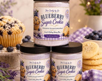 Blueberry Sugar Cookie Whipped Sugar Scrub Soap| Exfoliating Body Scrub | Bakery Scented