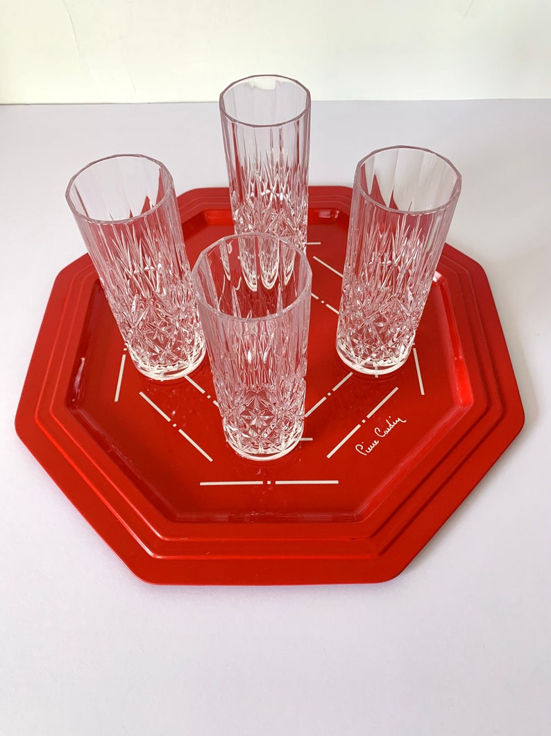 Four Old Fashioned Highball Glasses Crystal Tumbler Glass 1970s
