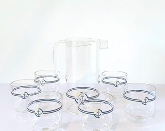 Vintage Guzzini Acrylic Tumbler & Jug Set: Nautical Decor, Made in Italy