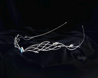 Silver Elven Circlet – Leafy Bridal Headpiece, Fantasy Tiara