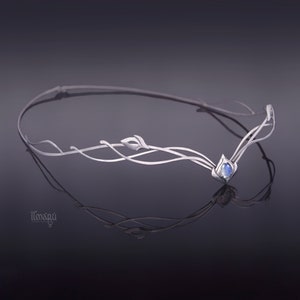 Elven tiara Moonica in sterling silver - Medieval bridal diadem - Wedding headpiece - Fairy circlet - Princess hair accssory