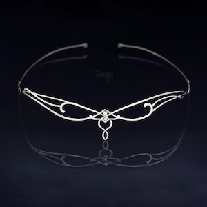 Asymmetric elven circlet Swirl in sterling silver - wedding elvish diadem - medieval silver headpiece - bridal princess tiara