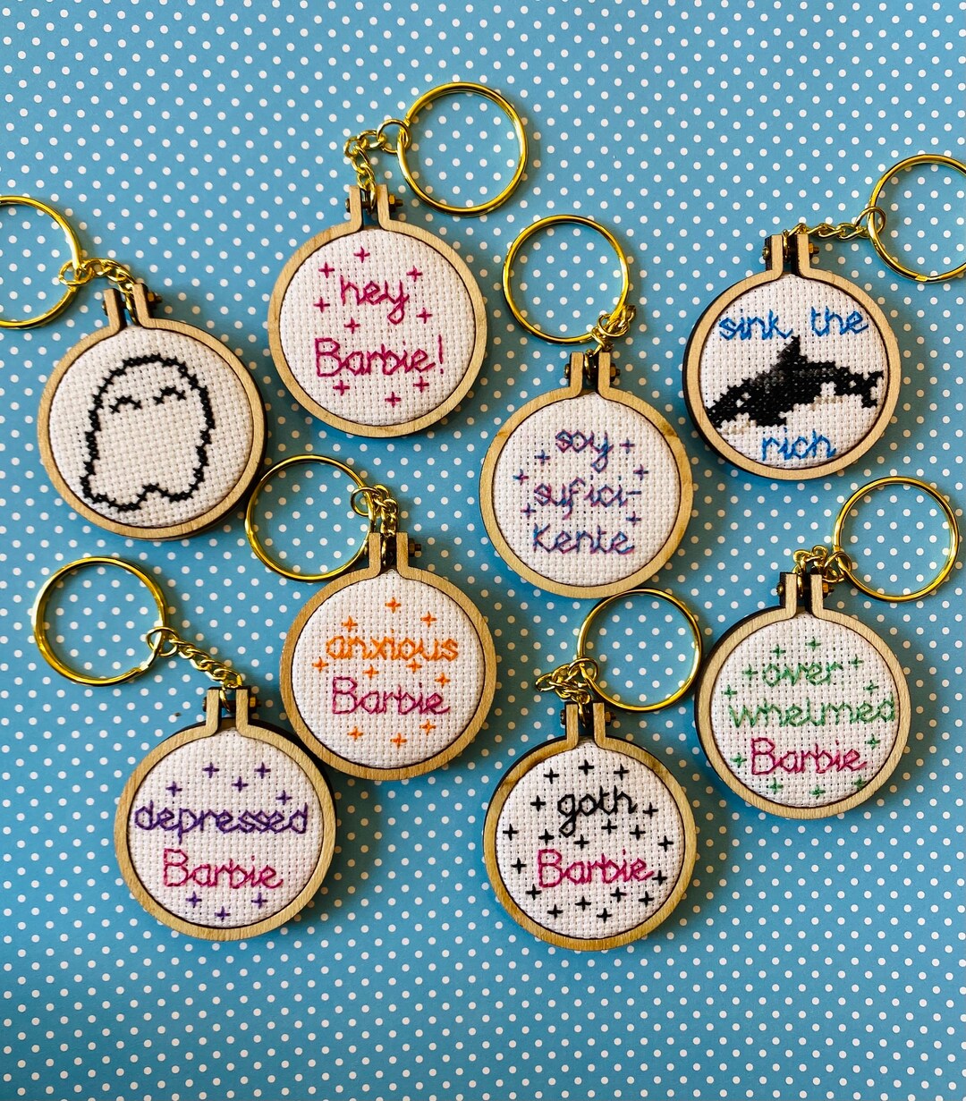 Custom Keychain Crossstitch Keychain Sink the Rich Etsy