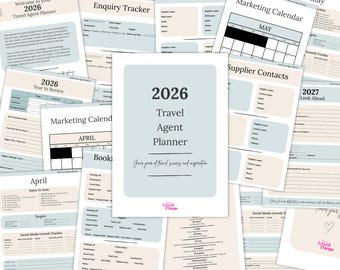 2026 Travel Agent Planner | Marketing Calendar Canva Template (Printable PDF)