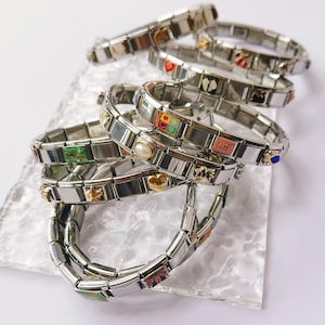 Custom Vintage Italian Bracelet, Personalized Italian Bracelet, Italian Charms, 18 Links Bracelet zdjęcie 3