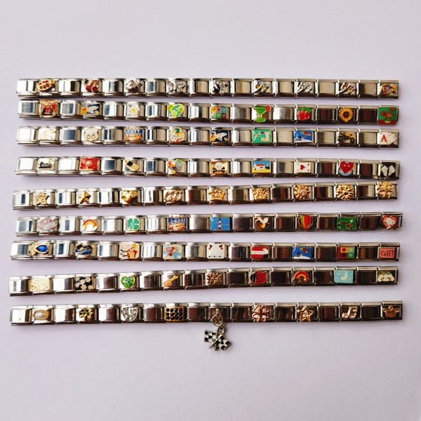 Bracelet italien vintage personnalisé, bracelet italien personnalisé, breloques italiennes, bracelet 18 maillons