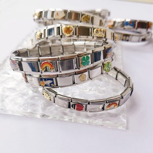 Bracelet italien vintage personnalisé, bracelet italien personnalisé, breloques italiennes, bracelet 18 maillons image 2