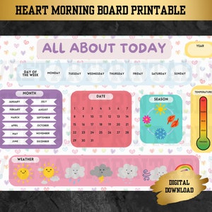 Kids Daily Morning Board | Kids Classroom Calendar | All About Today Printable | Educational Placemat | Weather Seasons Chart | Homeschool