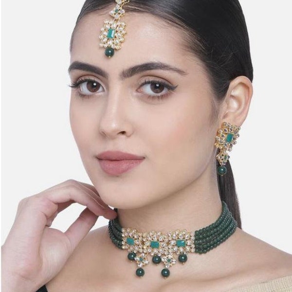 Jewel traditional pearl kundan chokernecklace  set