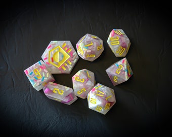 Confetti Cannon | 8 Piece Polyhedral Dice Set | Dungeons and Dragons