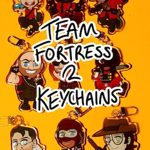 TEAM FORTRESS 2 3.5" clear acrylic keychains -Double sided design-Scout|Soldier|Pyro|Engineer|Demoman|Heavy|Sniper|Spy|Medic