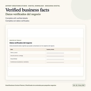 Small Business Content Planner Spanish English | 30 Day Calendar image 3